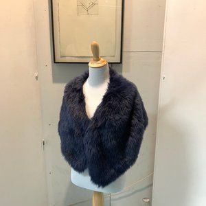 Cache Faux Fur Dark Purple Shawl Wrap Stole S/M